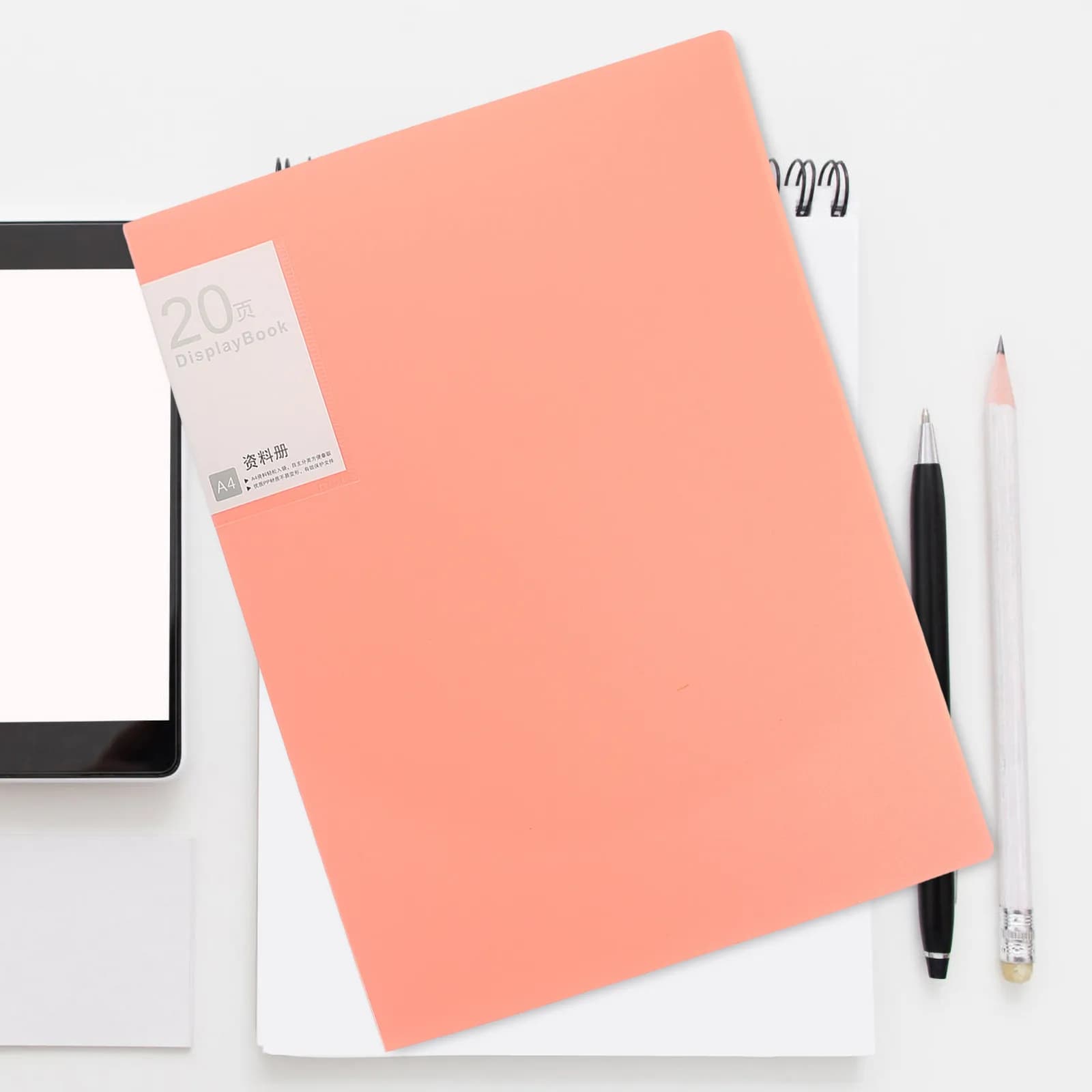 Cartella Portadocumenti Rosa A4 con 20 Pagine in Plastica Resistente all'Usura per Compiti Scolastici, Assegnazioni e Archiviazione Ufficio
