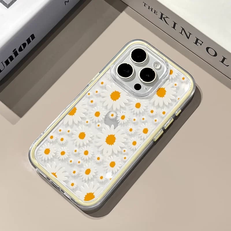 Creativo Fiori di margherita bianca 2 in 1 Custodia per telefono carina per iPhone 16 15 14 13 12 11 Pro Max Plus Y2K Versatile copertura squisita