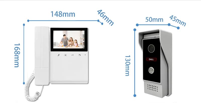 4.3inch IPS Screen Wired Intercom Video Doorbell 1V1 Visual Door Peephole Viewer Door Phone Camera