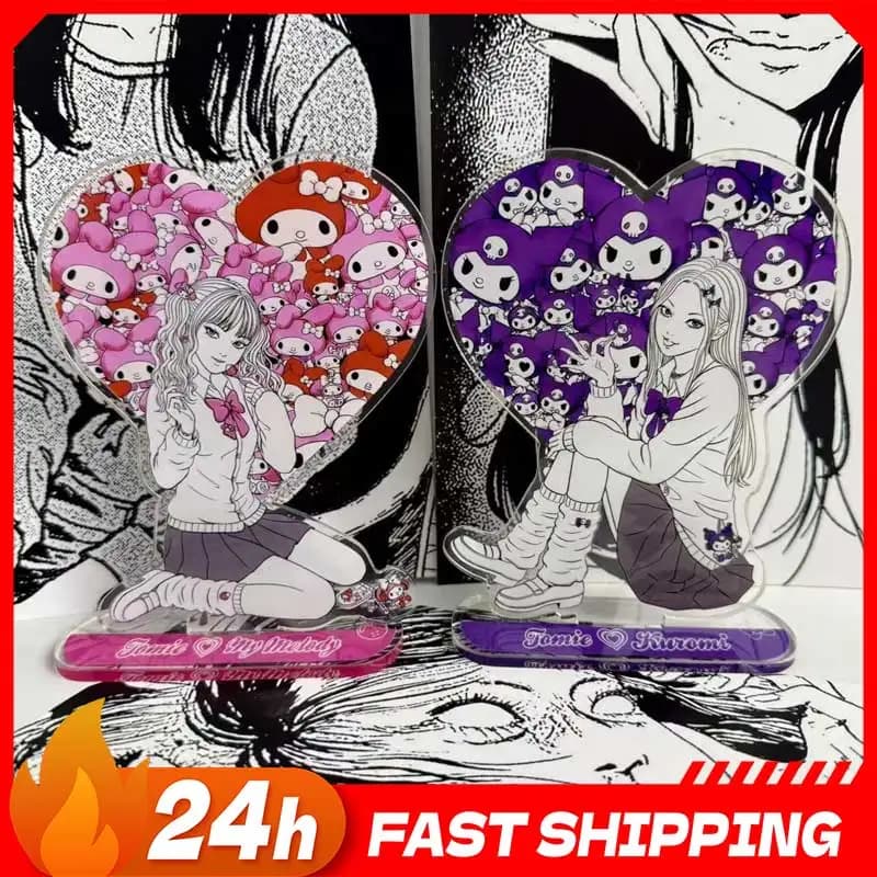 Statuetta Acrilica Sanrio Tomie Acg Stand Kuromi Tomie Kawakami 13cm, My Melody Pink Twintails, Giocattolo da Collezione