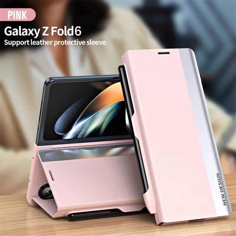 Con S Pen & Pen Slot Custodia per telefono galvanica in pelle PU per Samsung Galaxy Z Fold 6 5 4 3 5G Fold7 Flip Cover magnetica