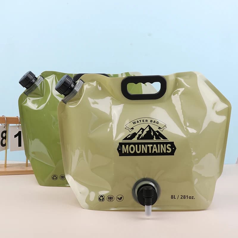 8L Portable Water Bag Folding Bucket Water Container Jug Bottle With Faucet Outdoor Travel Camping With Handle Soft Water Pouch