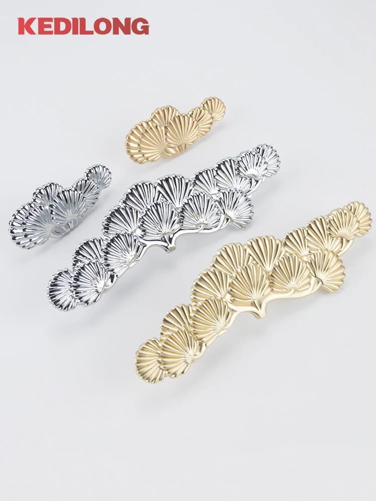 KEDLO Ferramenta per mobili Moderna moda di lusso a forma di fiore Maniglia in oro Maniglia per armadio da cucina Maniglia in lega di zinco Manopola per armadio
