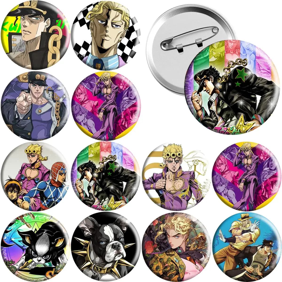 58mm JOJO Anime Figure Round Spills Fresh Creative Spills for Clothes Hat Cosplay Backpack Decorating Gift Accessories Toy