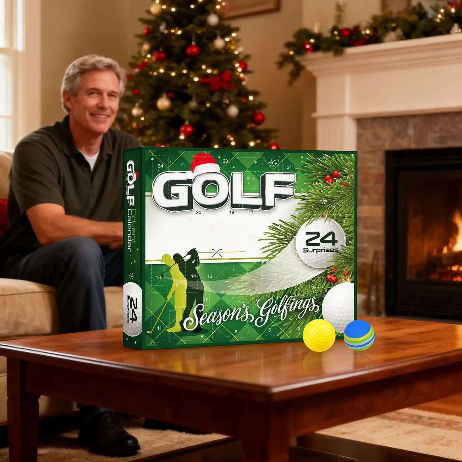 Natale Golf Avvento 24 giorni Palla Accessori sportivi Palla Sport Conto alla rovescia Calendario per gli appassionati Giocatori Collezionisti Golfisti