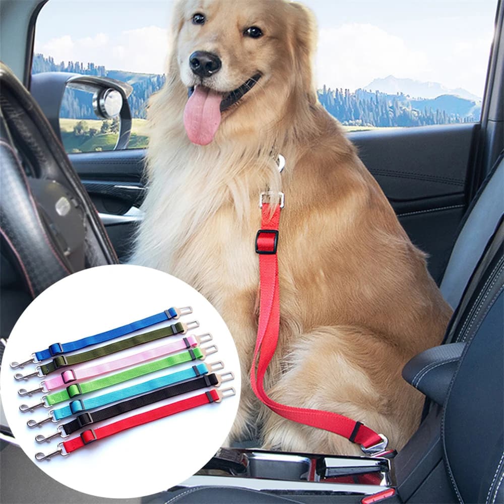 Cintura di sicurezza per cani Cintura di sicurezza per auto Cintura di sicurezza Clip per guinzaglio per gatti Cani Tether in tessuto di nylon resistente regolabile Forniture da viaggio per animali domestici