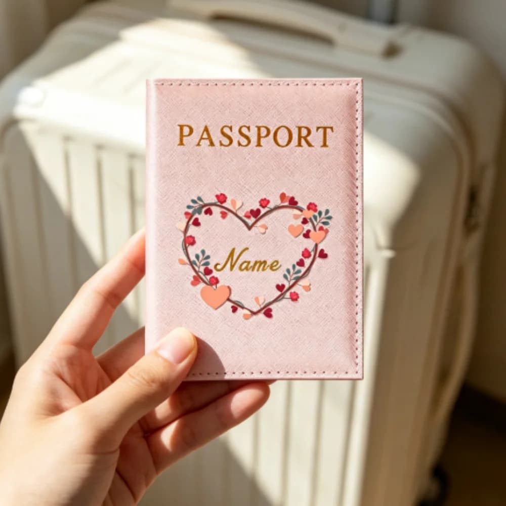 Custom Name PU Passport Holder Slim Travel ID Business Card Storage Accessory Christmas Gifts for Family Members