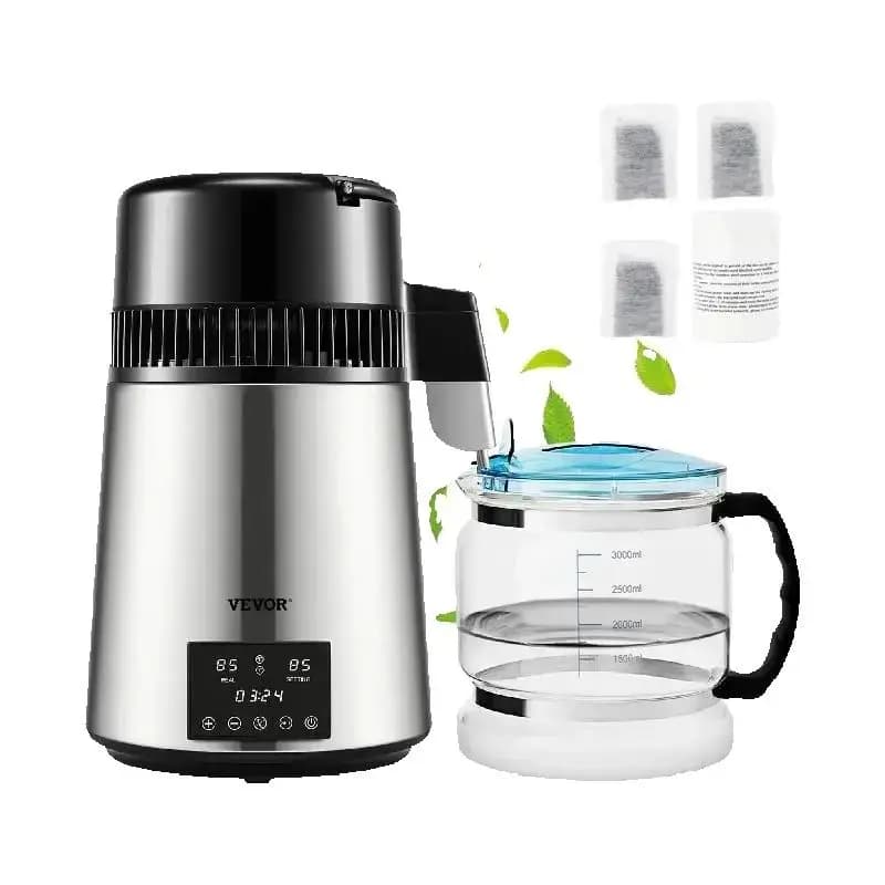 SucceBuy 4L Distillatore d'acqua Purificatore Filtro Dispenser Bottiglia per bere Ammorbidente Doppio display a temperatura Protezione da surriscaldamento Uso domestico