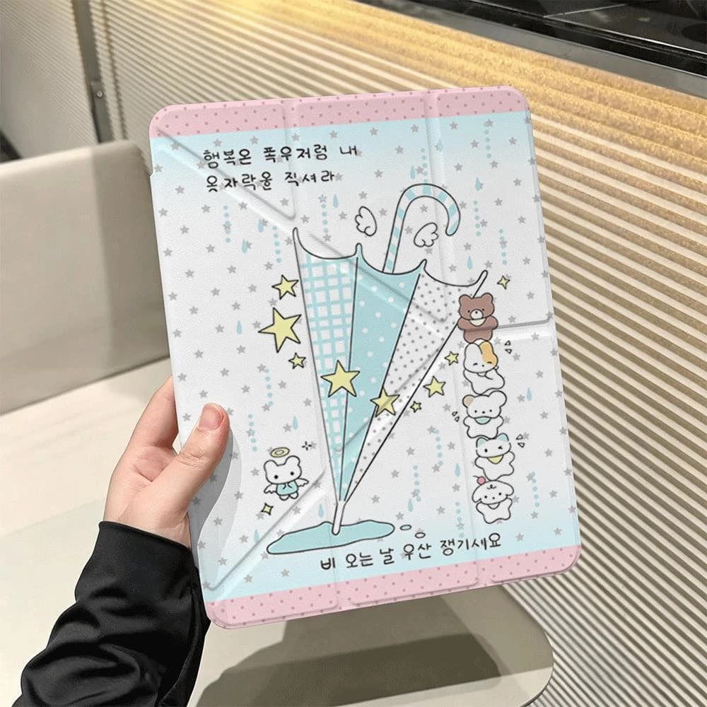 Cute Star Umbrella Tablet Case For iPad Pro 11 12.9 13 A16 M2 M4 M3 M5 Shell 8.3 9.7 10.2 5/6/7/8/9/10/11th Mini Air 3 4 5 Cover