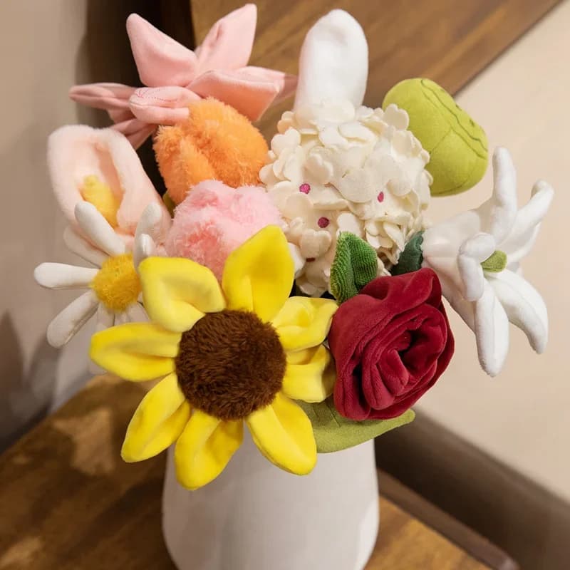 Plush Artificial Flower Soft Fluffy Stuffed Tulip Rose Hydrangea Bendable Flower Slap Bracelet for Home Decor Party Supplies