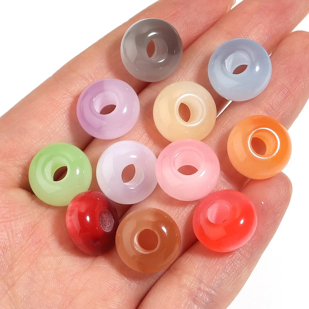 10pcs 14x8mm Cat's Eye Acrylic Beads Large Hole Loose Spacer Abacus Bead for Jewelry Making DIY Handmade Bracelet Accessories