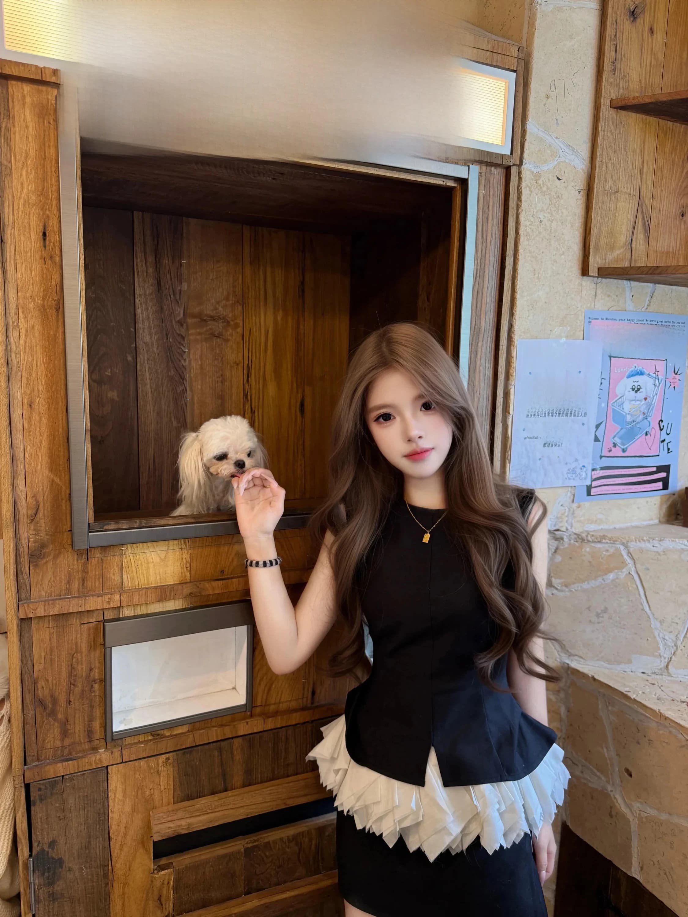 Summer Unique Black Slimming Sleeveless Heavy Embellished Ruffle Hem Top Half Skirt Two Piece Set Fashionable Breathable Casual