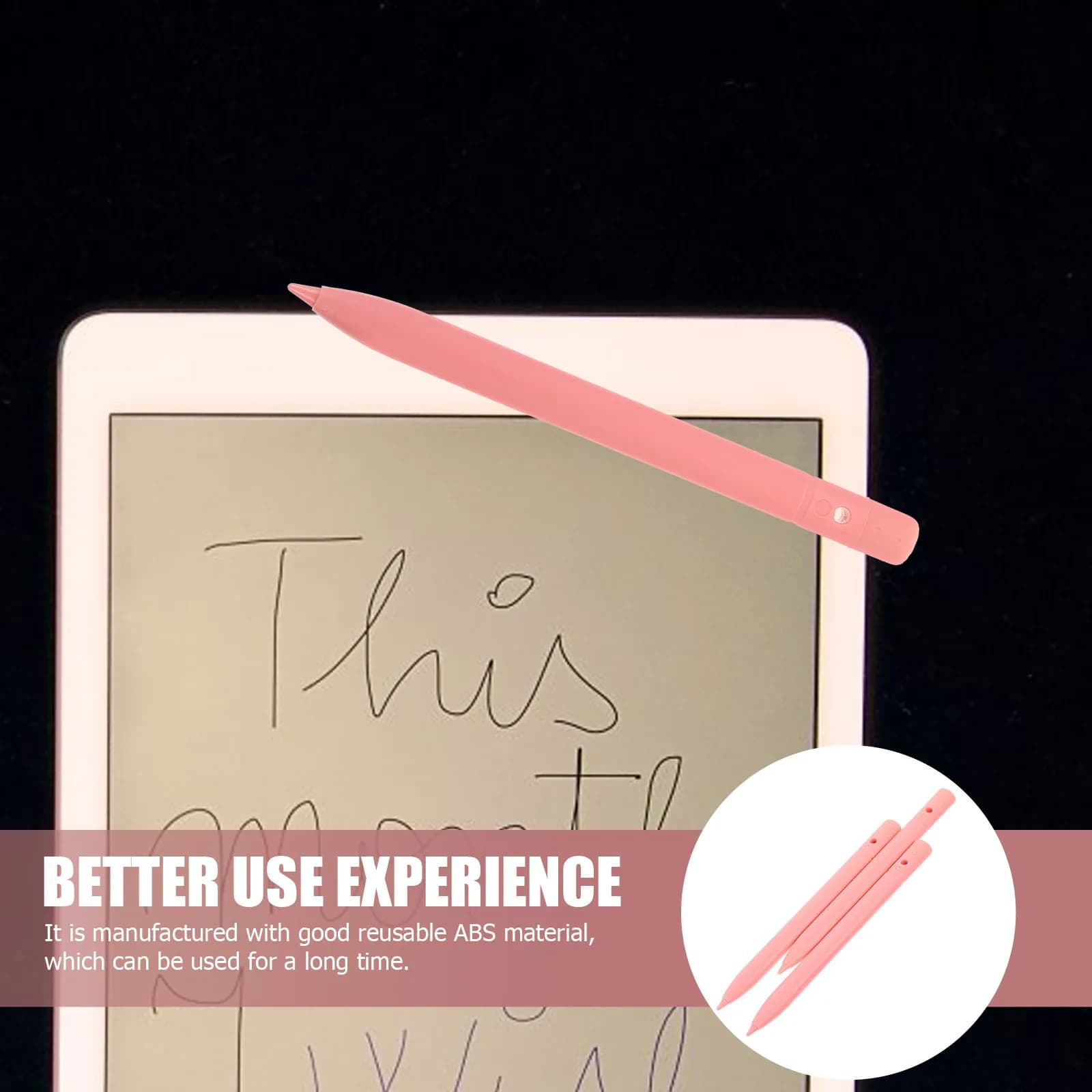 Set di 3 Penne Stilo LCD Rosa Cancellabili per Tablet da 8.5, 10, 12 Pollici, per Disegno, Calcolo, Educazione Precoce, Ufficio e Registrazione