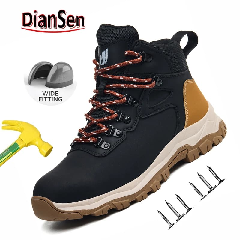 Scarpe protettive anti-sfondamento indistruttibili Scarpe da lavoro da uomo Scarpe antinfortunistiche alte con punta in acciaio Stivali anti-shock Scarpe da trekking