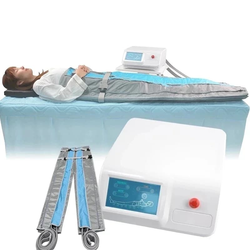Professional portable device for weight loss with air pressure, sauna, lymphatic drainage, massage, clothing, therapy, salon