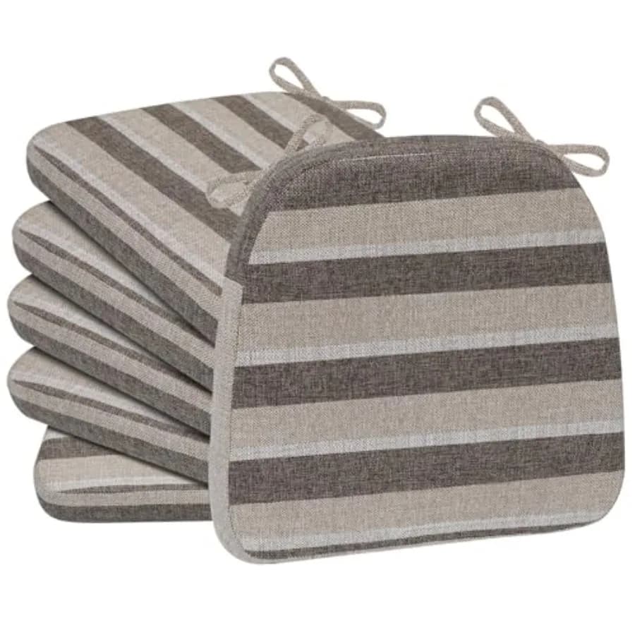 Cuscini per sedie a forma di D Cuscini per sedie da pranzo spessi 2" con lacci e fodera rimovibile lavabile in lavatrice 17" x 16" Set di 6 Boldstripe