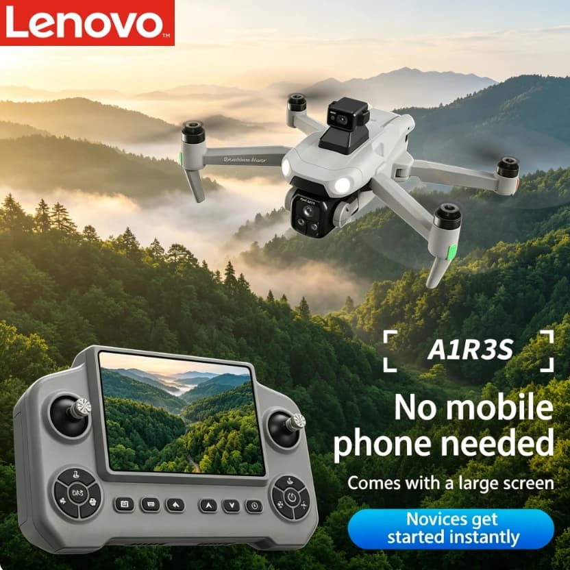 Lenovo A1R3S GPS Foldable Drone Large Screen Remote Brushless Laser Obstacle Avoidance 8K HD Camera 5G FPV RC Quadcopter