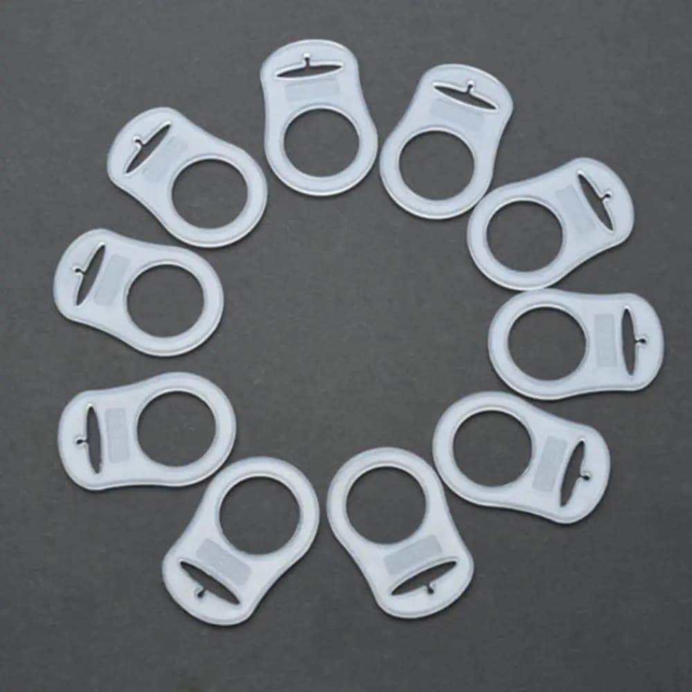 MAM White Style Button Ring 10 Pcs Transparent Pacifier Clip Dummy Adapter Pacifier Clip Adapter