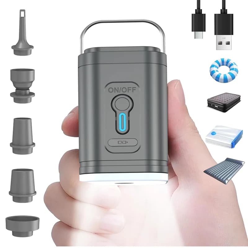 Mini Portable Air Pump with 1200mAh Battery Rechargeable Inflate Deflate Pump for Airbed Pool Float Vacuum Storage
