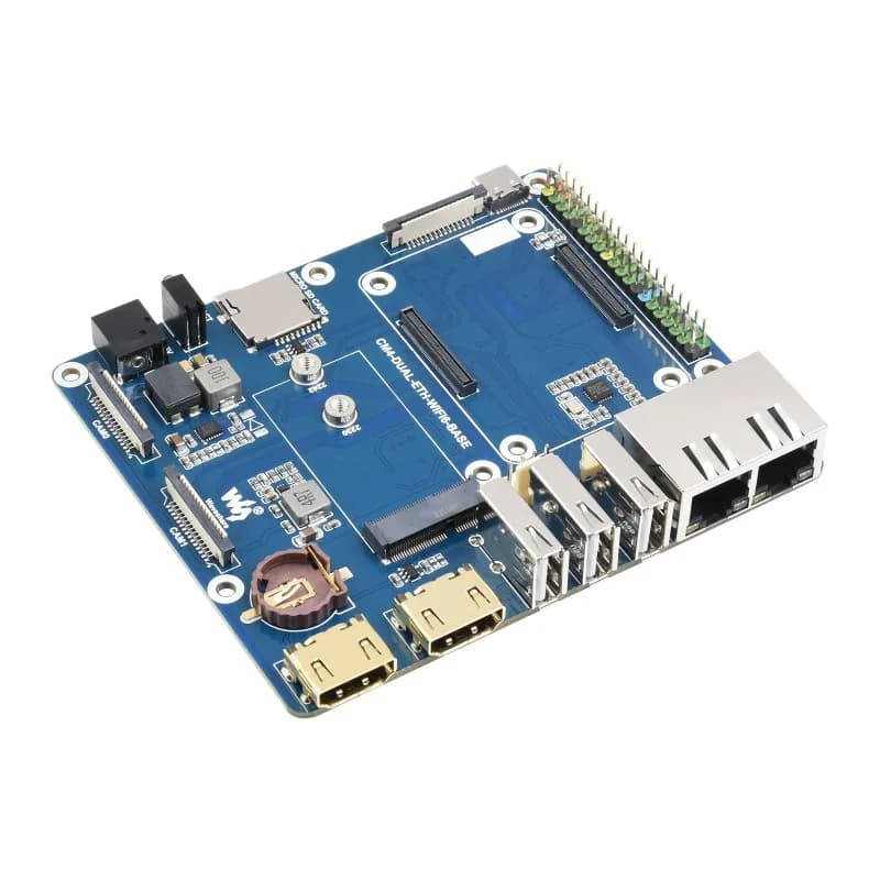 Basic/mini-computer WIFI6 double ETH designed for processing module Raspberry Pi 4 (NON included), integrated M.2 E KEY slot