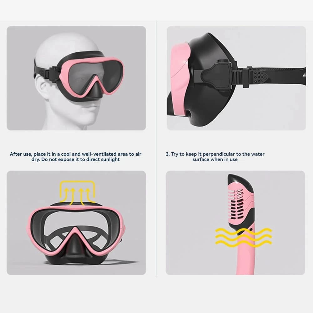 HOTB72A HD Anti-Fog Diving Mask For Kids Child Underwater Swimming Snorkel Set Junior Scuba Diving Equipment