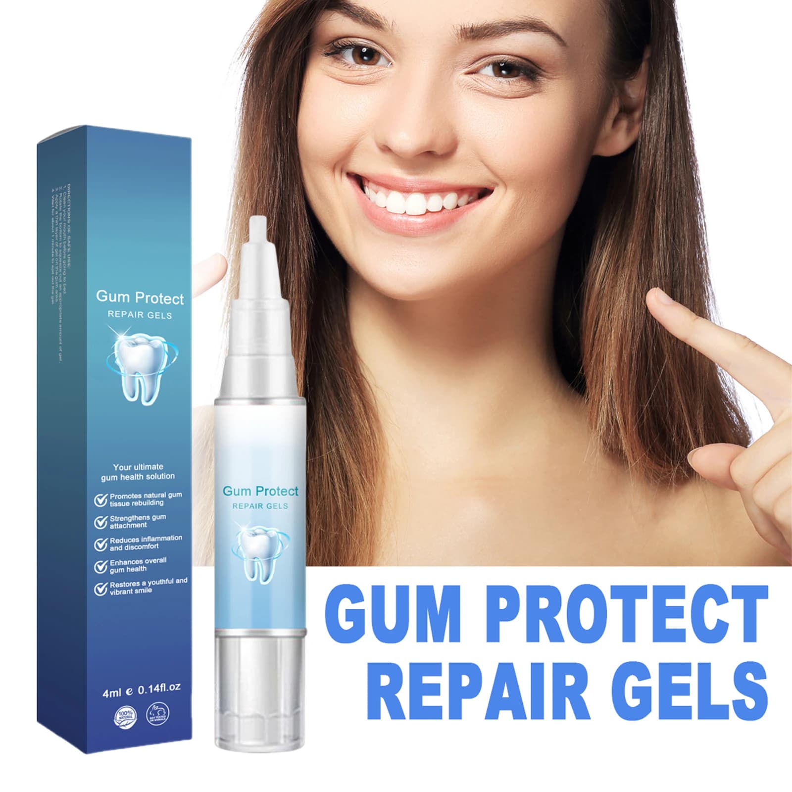 Teeth whitening gel, delicate for teeth cleaning, removes stains, plaque and tartar, illuminates smile, fresh breath, oral care for sensitive teeth