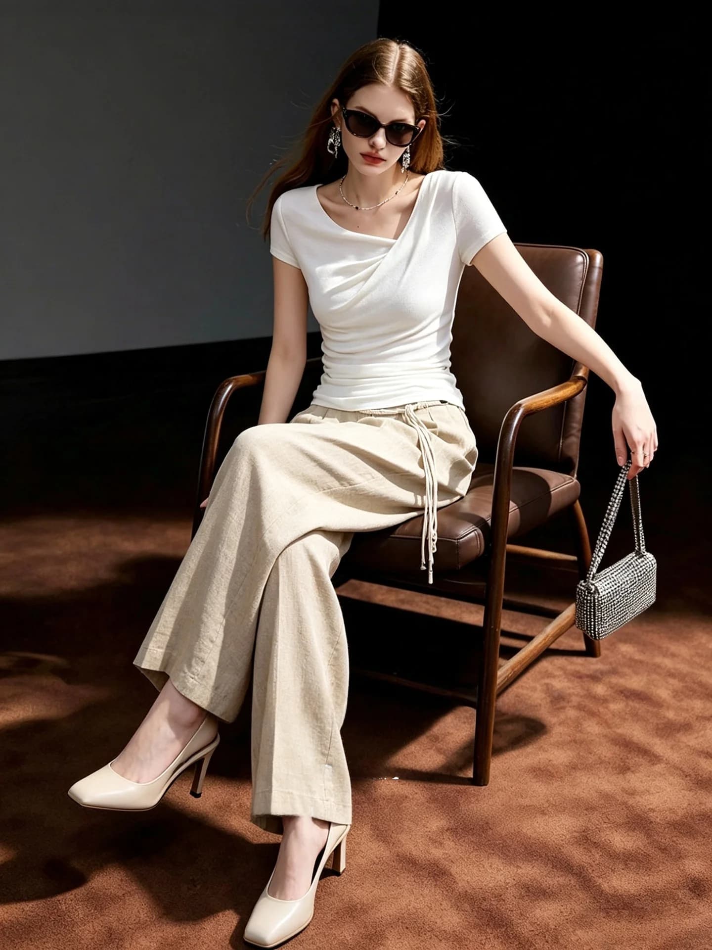 Huaappuw Elegant Versatile Short Sleeve Slim Fit T-Shirt Women's Summer New Style Casual Top French Style Universal Fit