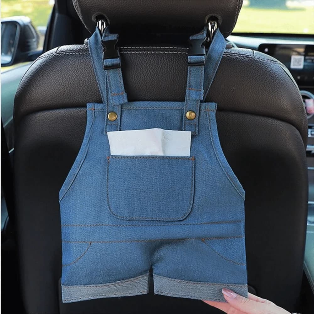 2 in 1 Design Jeans Shape Car Tissue Box Creative Adjustable Car Seat Back Organizer Multifunctional Easy To Install
