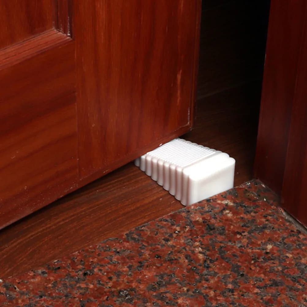 8Pcs Heavy-Duty Rubber Door Stop Wedge Anti-Slip Grooved Base Security Door Stopper for Tile Concrete Wood Floors Safety