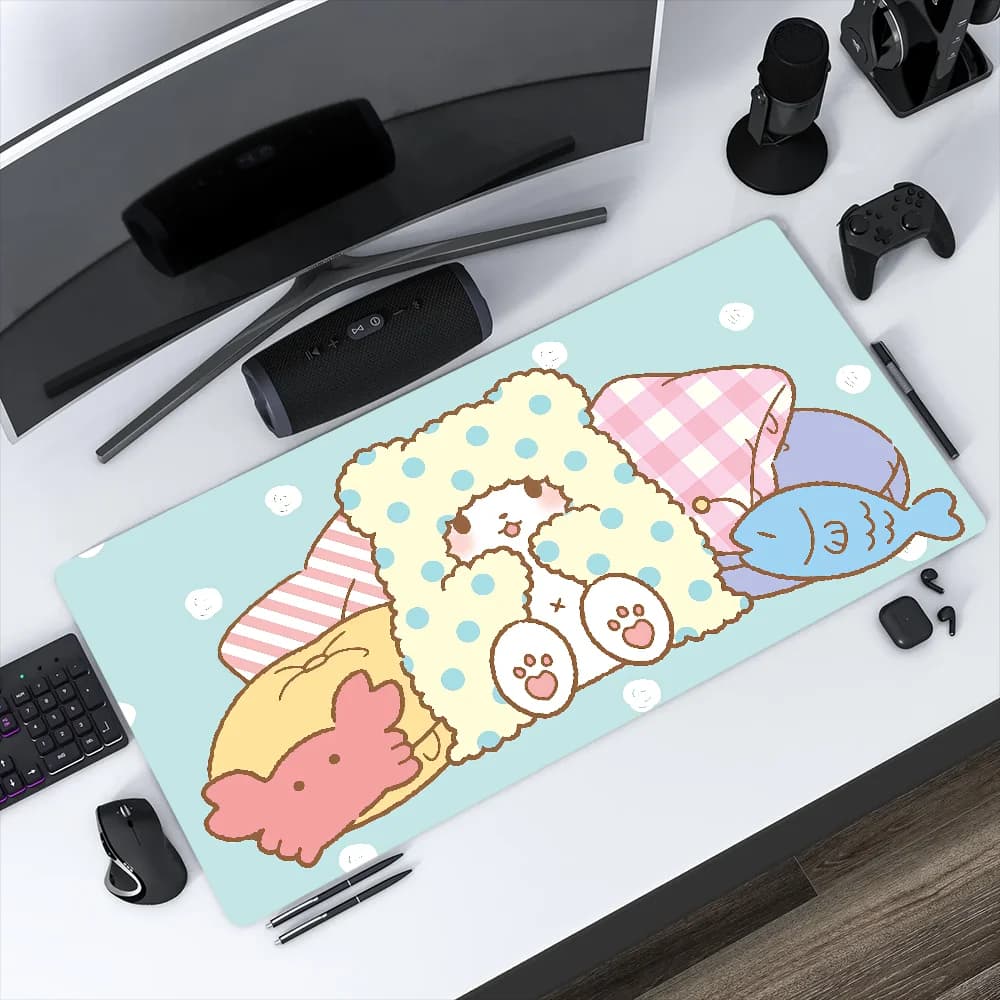 Tappetino per mouse antiscivolo Marumofubiyori Lockedge, per ufficio, studenti, gaming, spesso, grande, per scrivere, simpatico cuscino