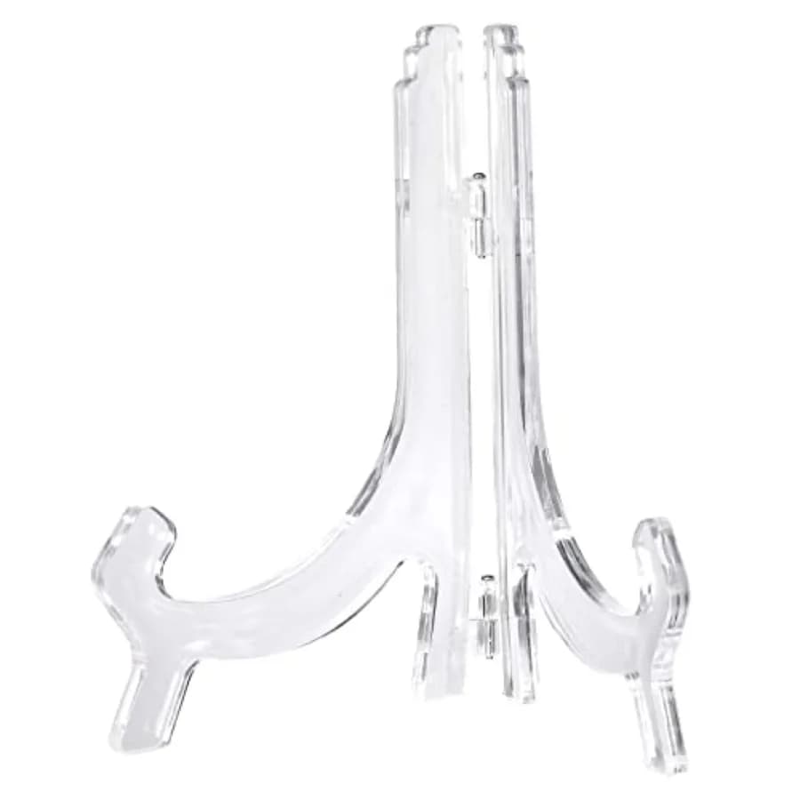 2pcs Acrylic Easel Stand, Folding Display Plate Holder Clear for Decorative Picture Frame