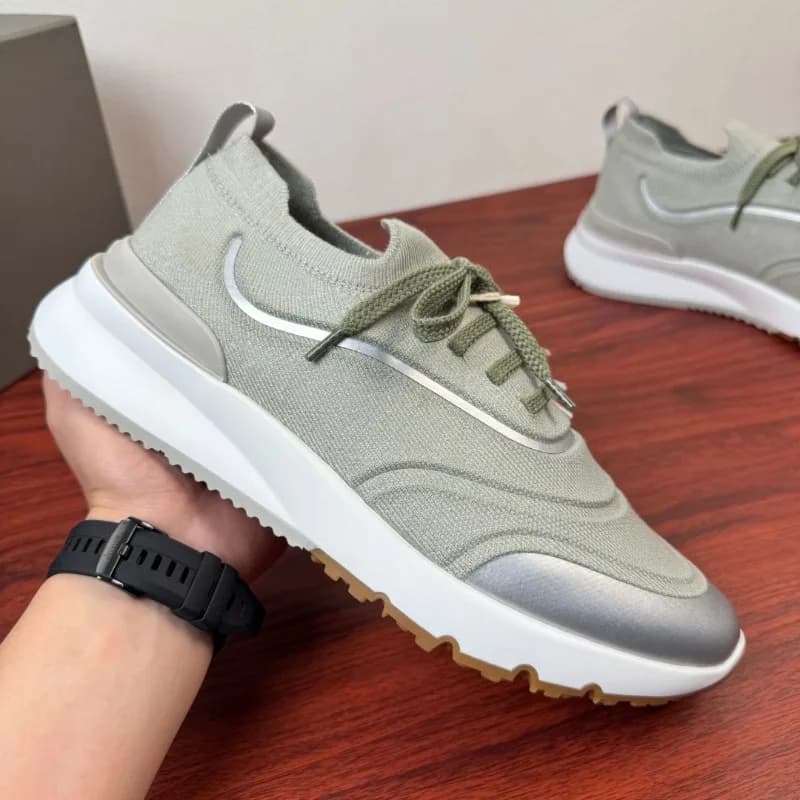 Sports and leisure shoes men's shoes knitted, comfortable and breathable pressed rubber lazy sports shoes