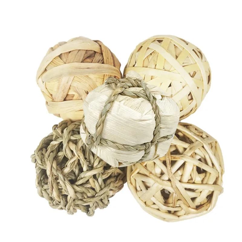 5PCS Rabbit Ball Toys Bunny Treats giocattoli per la dentizione giocattoli da masticare per piccoli animali palla d'erba per criceto nano conigli porcellini d'india Ger