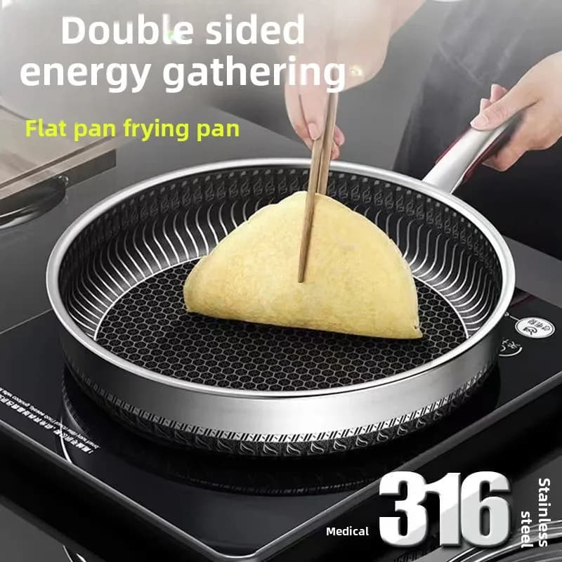 316/304 Stainless Steel Frying Pan High Quality Pan Fried Steak Non Stick Pan General Purpose Induction Cooker Honeycomb Wok