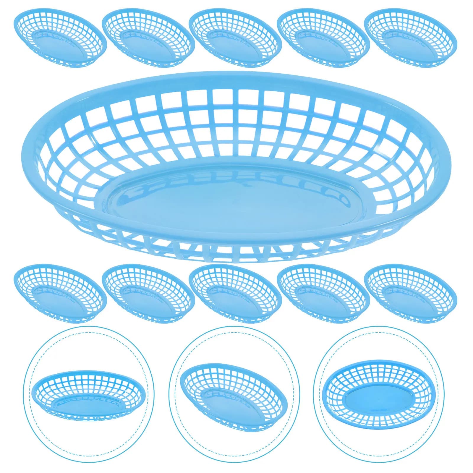 Set di 12 Cestini in Plastica per Conservazione, Contenitori Riutilizzabili per Fast Food, Pollo Fritto, Snack, Uso Domestico