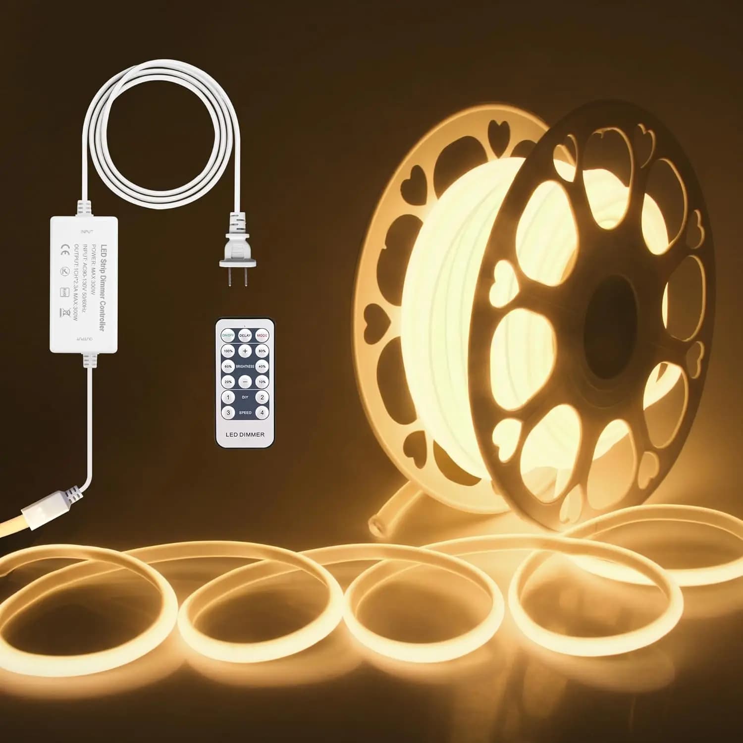 Kit Striscia LED COB Impermeabile Dimmerabile 3000K Bianco Caldo 20m per Illuminazione Esterna e Interna con Telecomando