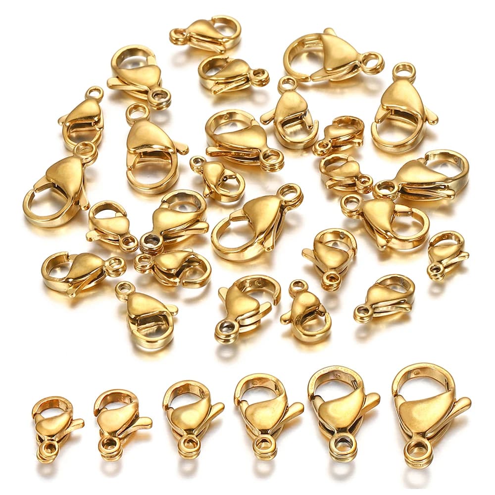 10/30 pezzi in acciaio inossidabile placcato oro chiusura a moschettone fermagli per bracciale collana catena gioielli fai da te che fanno risultati forniture