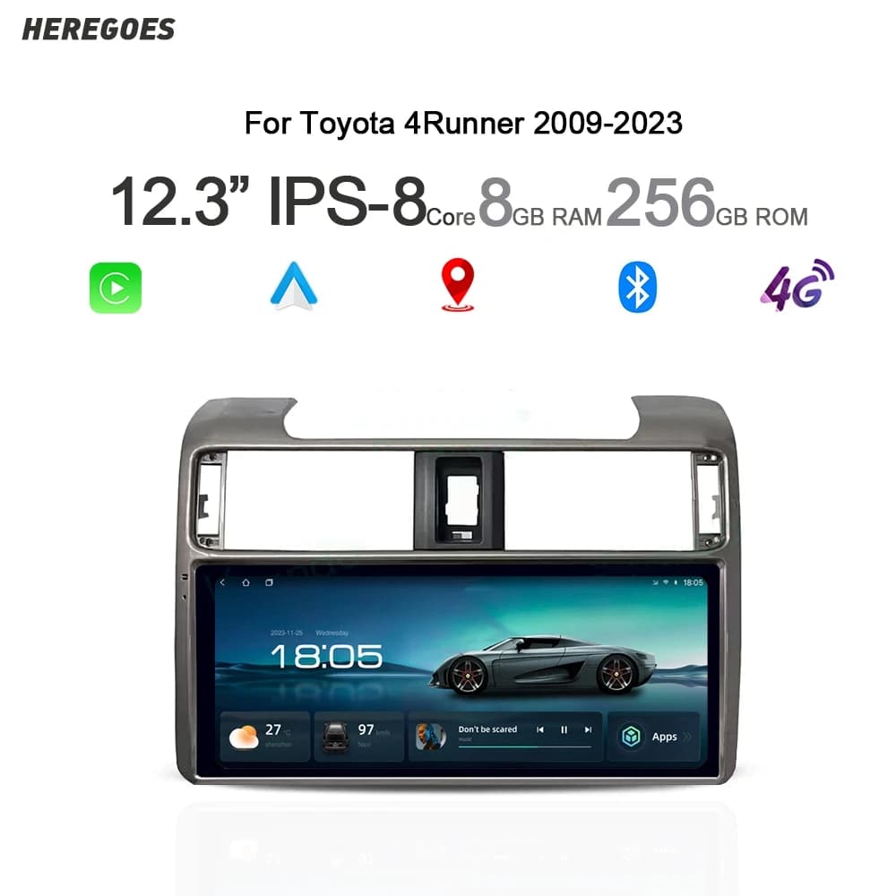 Carplay Android 14 lettore DVD per auto navigazione GPS Radio DSP Wifi 8GB Bluetooth Multimedia per Toyota 4runner 4runner 2009-2017