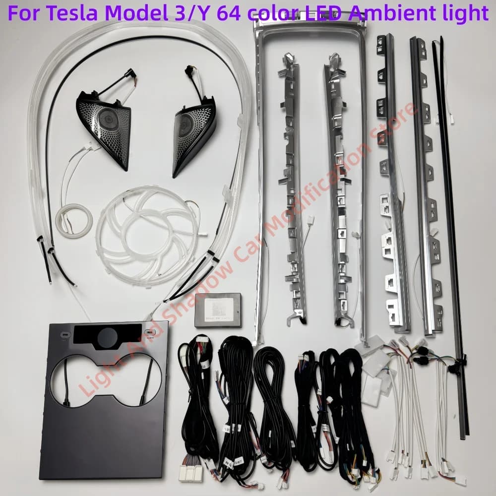 Laser Engraving for Car Environmental Light Suitable for Tesla Model 3/Y 128 color door panel light Interior atmosphere update