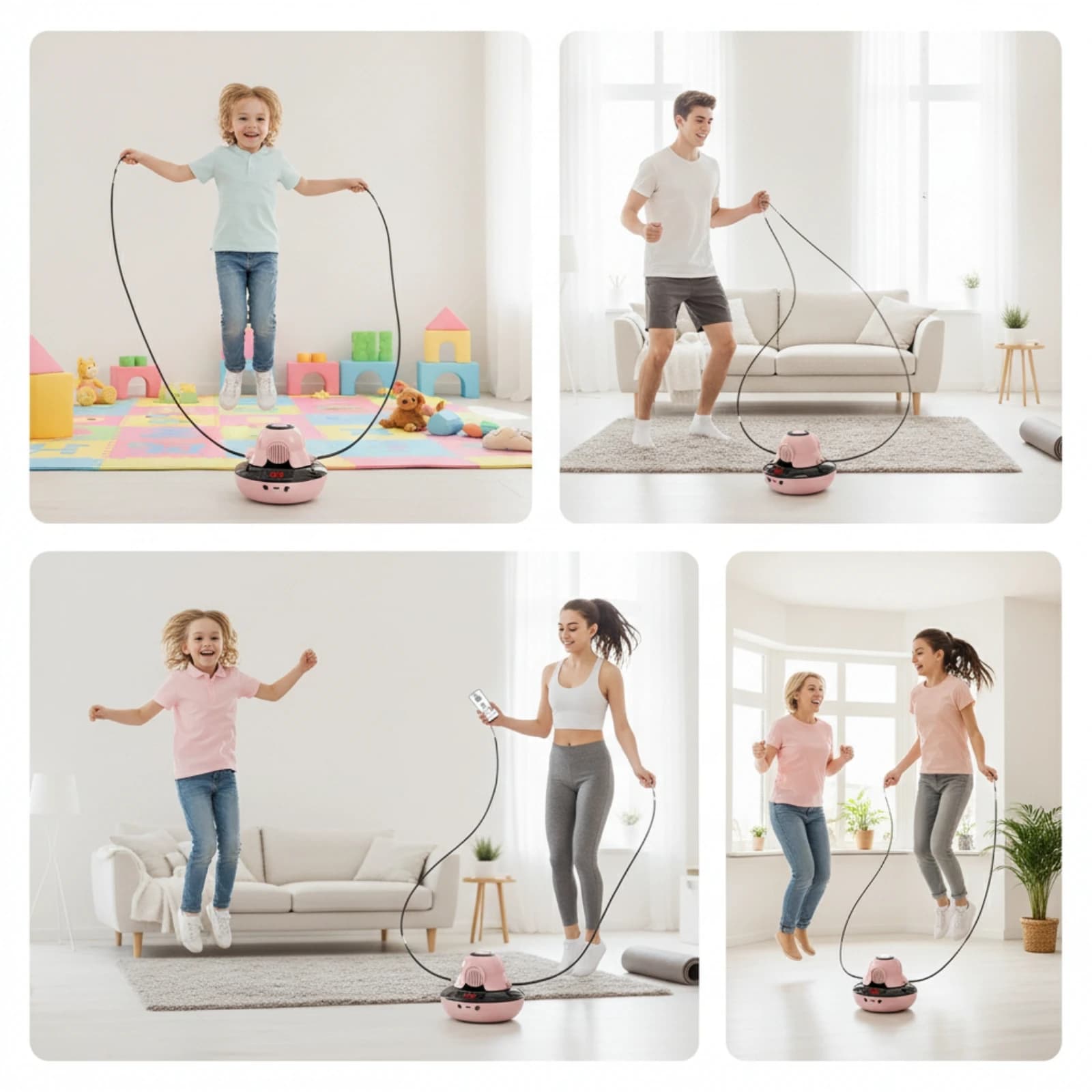 Automatic Jump Rope Machine Stable Smart Skipping Machine with Controller Fitness Equipment Compact Long-Lasting for Families
