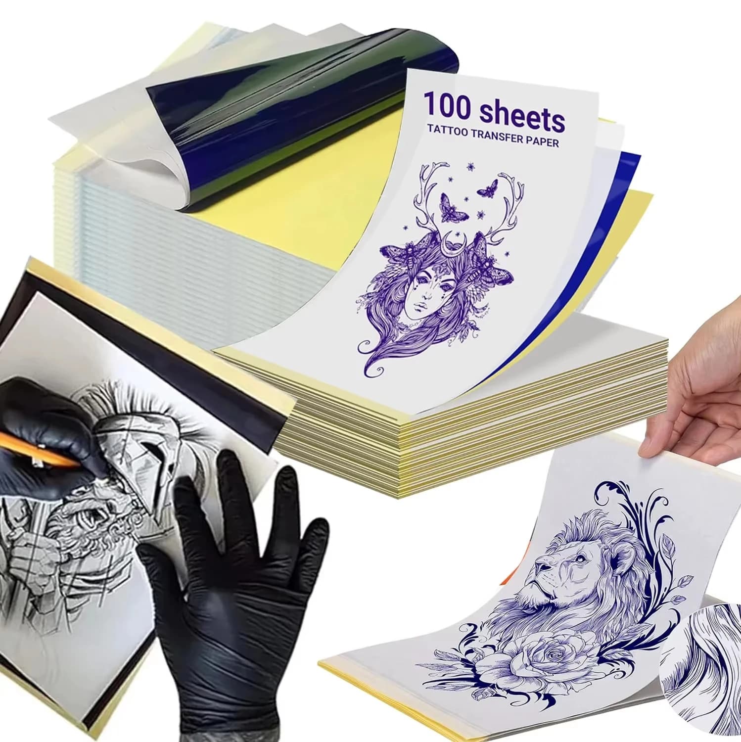 5/10/50/100PCS Tattoo Transfer Paper 4 Layers Thermal Stencil Paper A4 Size Tattoo Tracing Paper for Tattoo Transfer Printer