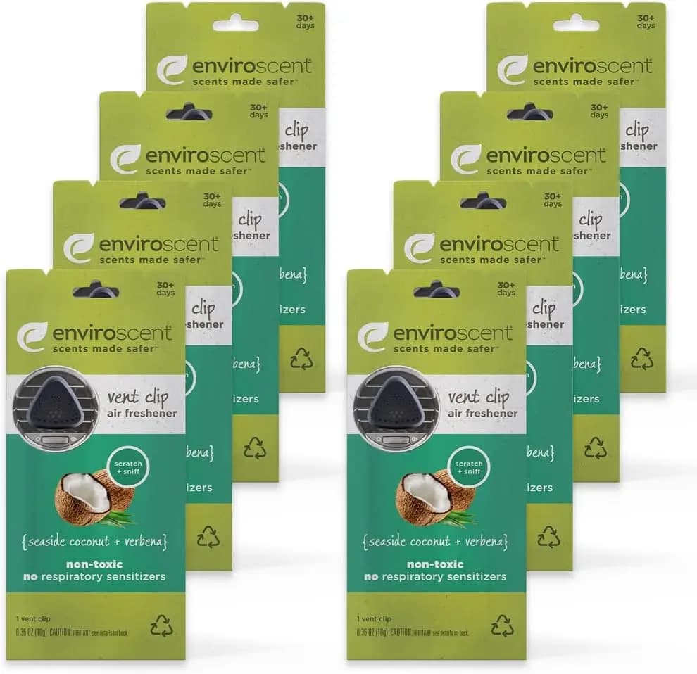 Deodorant for Long-Term Cars with Clip for Ventilation Bush, Pack of 8 with Coconut and Verbena Perfume