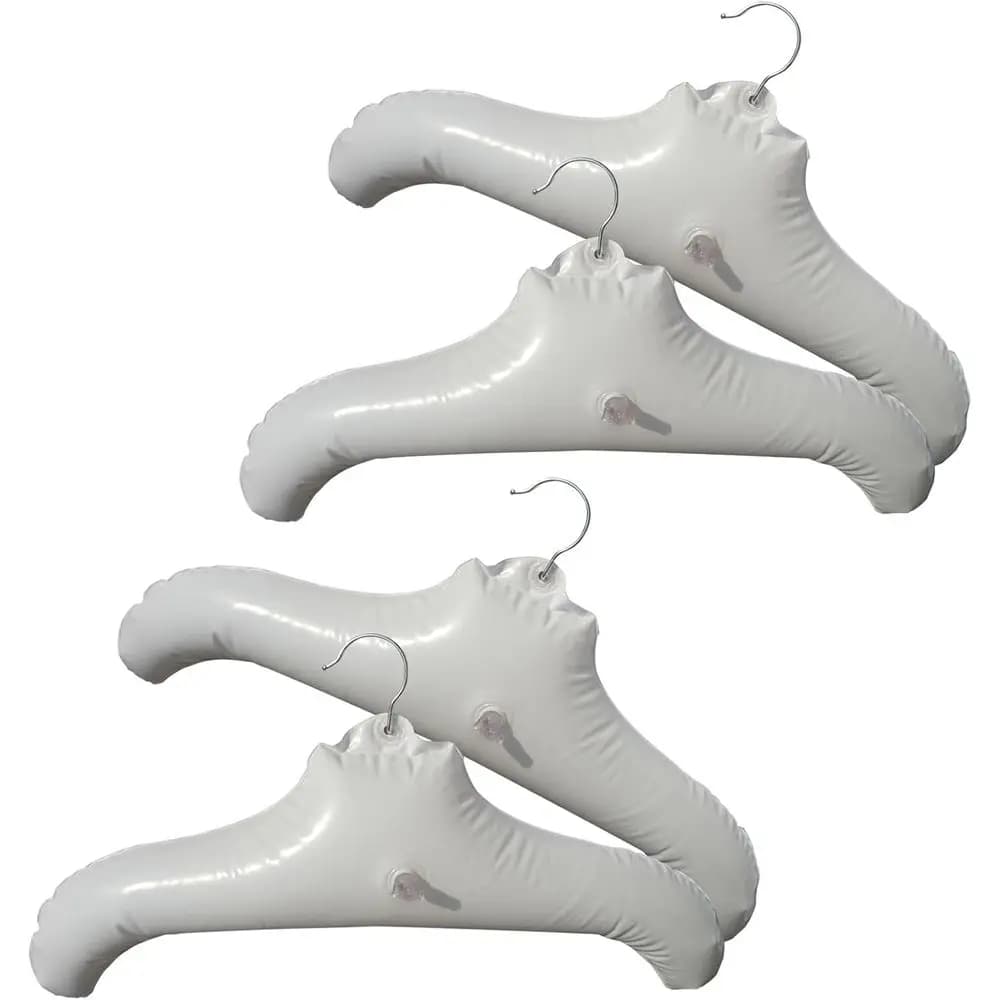 Hangers or Travel 4 in White Round Shoulder, Air Blow Up Clothes Drying Hangars with Metal Hook, Compact, Space Saving, Portable