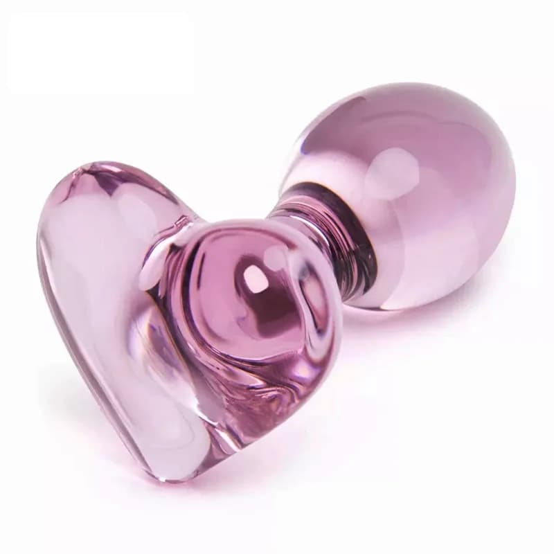 Plug anale in vetro, giocattoli sessuali per donne, stimolatore anale a forma di cuore rosa, plug anale in cristallo, per donne e uomini, massaggio prostatico, plug anale a sfera per vagina e ano.