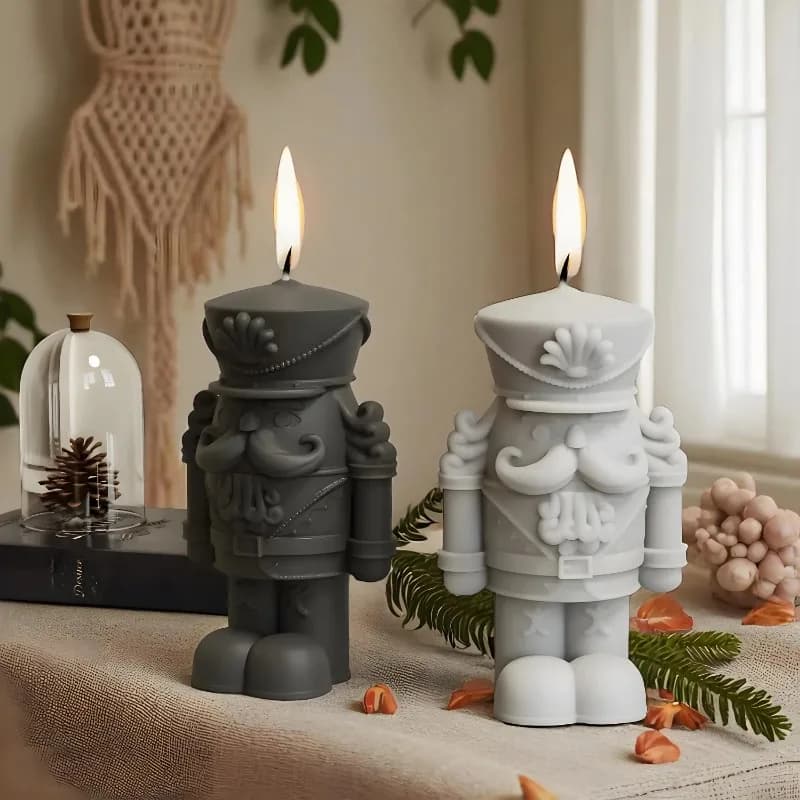 Stampo in Silicone a Forma di Schiaccianoci Re Soldato per Sapone, Resina, Gesso, Cemento, Candele Fai-da-Te e Artigianato