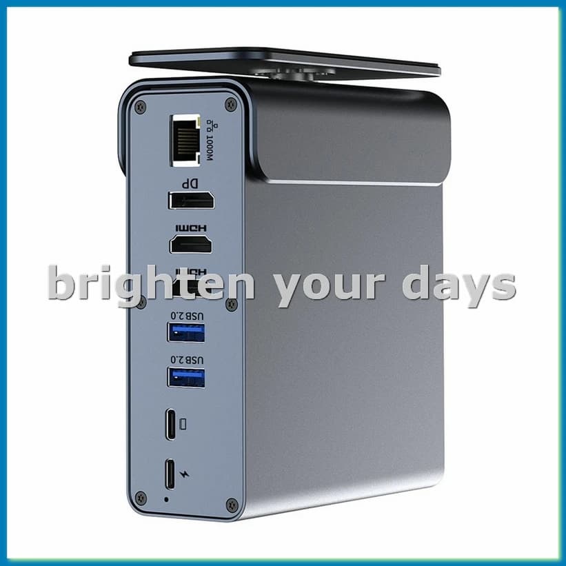 Docking station USB-C 15 in 1 Hub verticale 4K HD con triplo monitor, RJ45 1000M, USB 3.0/2.0, PD 3.0, SD/TF per PC Laptop-VVNB