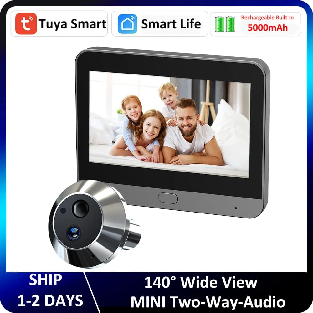 Smart Life Tuya 3MP Ampia Vista 2.4G WiFi Porta Occhio Spioncino Visualizzatore Digitale Batteria 940nm Visione Notturna PIR FHD Telecamera Audio Bidirezionale