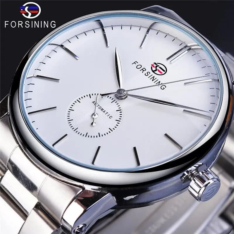 Orologio meccanico completamente automatico da uomo, di alta gamma, elegante, rotondo, orologio da polso semplice, cinturino in acciaio impermeabile, orologio meccanico completamente automatico, orologio da uomo, il miglior regalo per lui