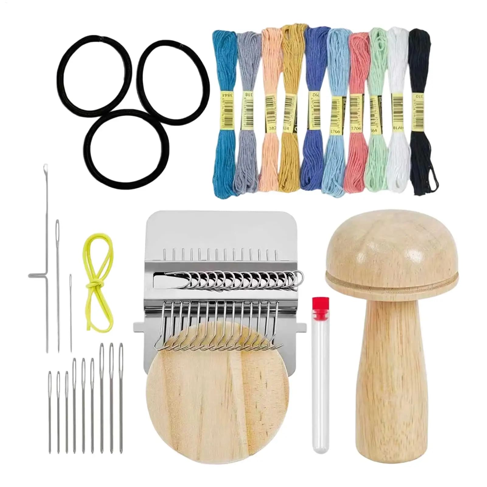 Kit Telaio per Riparazioni a Maglia Portatile Multifunzionale in Legno per Cucito e Riparazioni