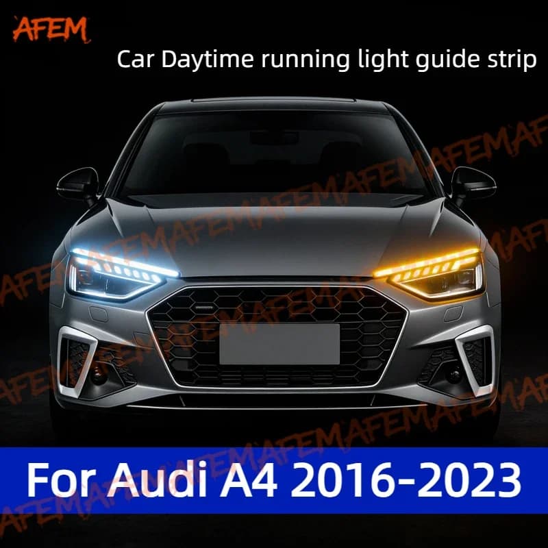 2pcs For Audi A4 2016-2023 Daytime Running Light Guide Strip Auto LED DRL Daytime Running light Flexible Decorative Ambient Lamp